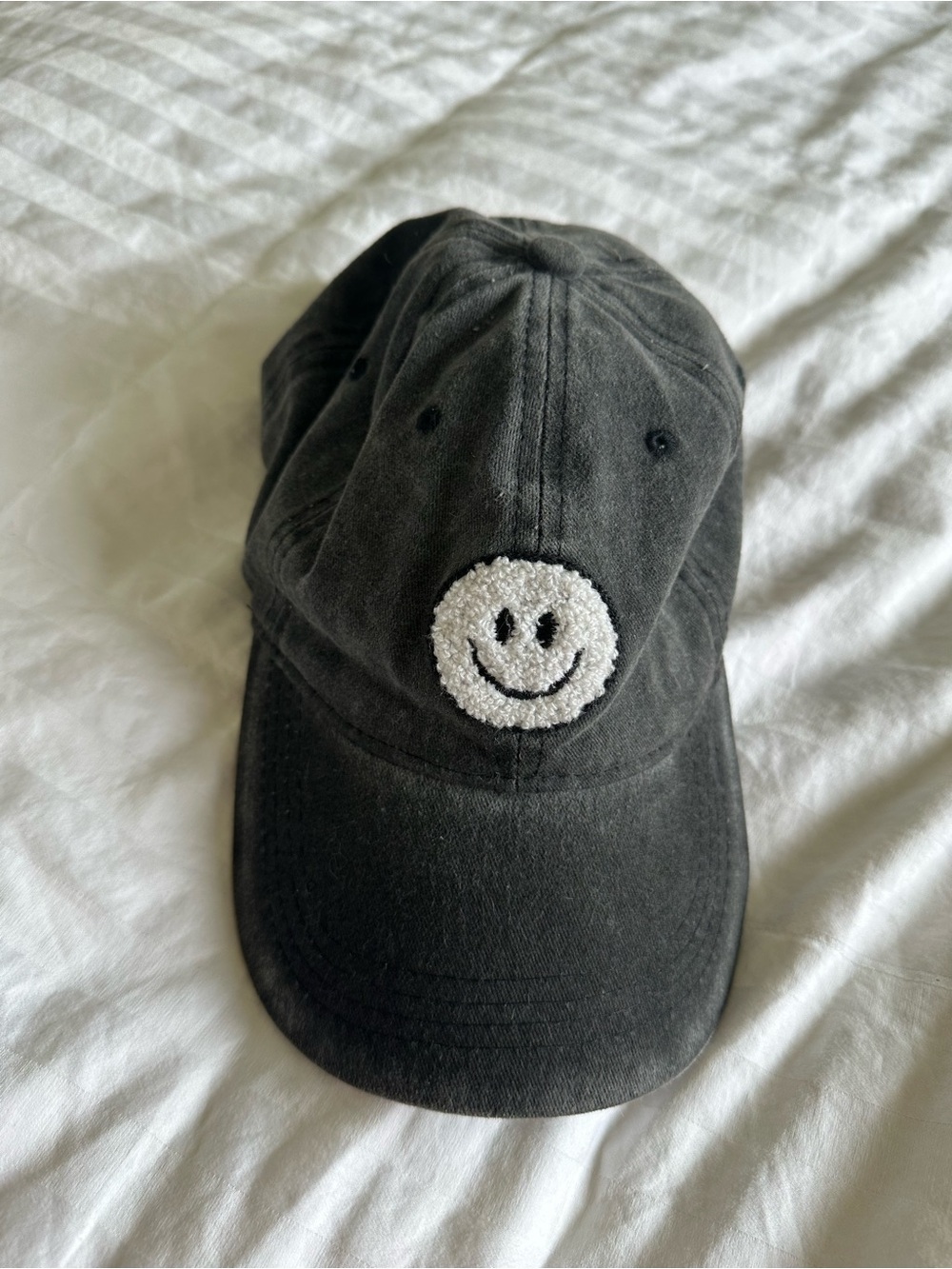 Kids Black Smiley Baseball Cap - Unbranded